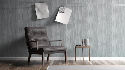 Modern bright interior . 3D rendering