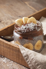 chia pudding with chocolate banana smoothie