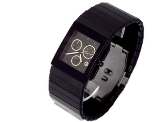 Fototapeta Black wrist watch with ceramic bracelet. obraz