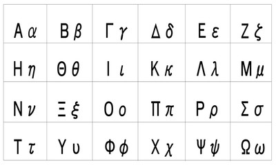 greek alphabet vector with uppercase and lowercase letters - school education concept
