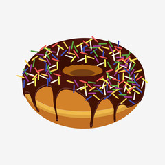 Donut with sprinkles isolated on white background