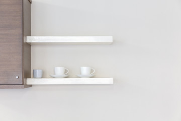 Interior kitchen shelf with coffee cup