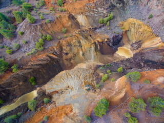 Fototapeta na wymiar The old gold mines from the air