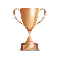 Fototapeta na wymiar Bronze Trophy Cup. Winner Concept. Award Design. Isolated On White Background Vector Illustration