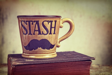 Father's day background with mustache cup