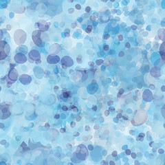 Vector seamless pattern with round randomly arranged spots. Blue abstract background