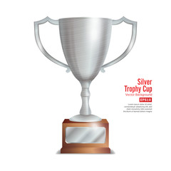 Silver Trophy Cup. Winner Concept. Award Design. Isolated On White Background Vector Illustration