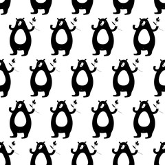 Cartoon Bear Seamless Pattern