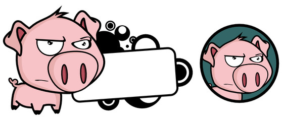 cute Little pig big head expression copyspace in vector format very easy to edit