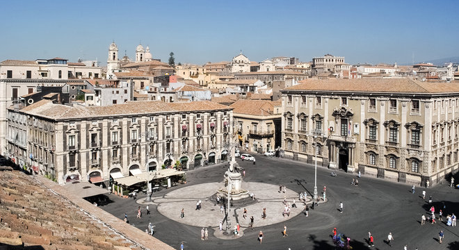 The main square of Catania, "Piazza Duomo", seen from above