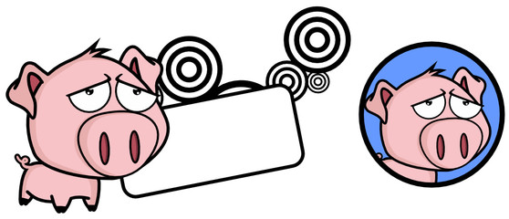 cute Little pig big head expression copyspace in vector format very easy to edit
