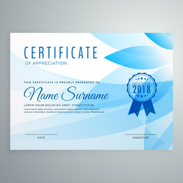 abstract blue diploma certificate design