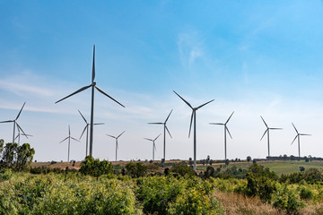 Eco power. Wind turbines generating electricity