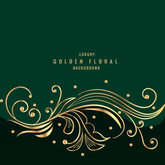 green background with golden floral design