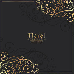 golden floral frame on dark background