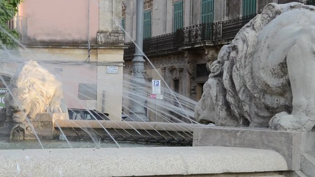 Three Lions Square, Avola, Sicily. Piazza Tre Leoni