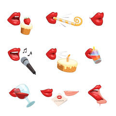 Party Lips Icon Set