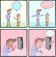 Man and boss argue comic strip