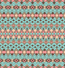 Art Deco Shapes Pattern in Turquoise and Coral