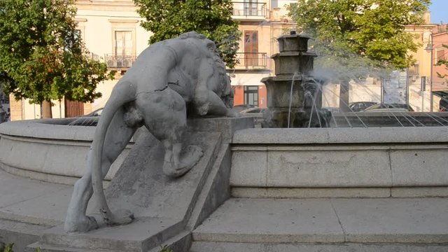 Three Lions Square, Avola, Sicily. Piazza Tre Leoni