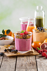 Healthy orange and raspberry smoothie