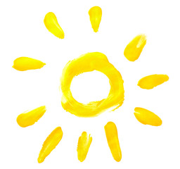 paints sun pattern on white