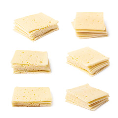 Pile of cheese slices isolated