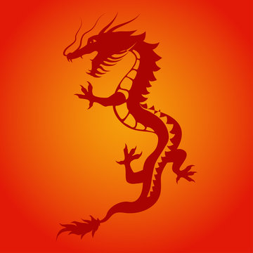 Dragon silhouette. Dragon symbol could be interpreted as the embodiment of natural forces, wisdom and the creative essence of the world - Yan. Tribal vector illustration.