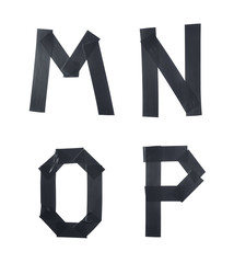 Letter symbols made of insulating tape