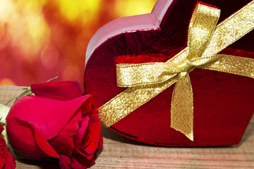 Gift box and red roses