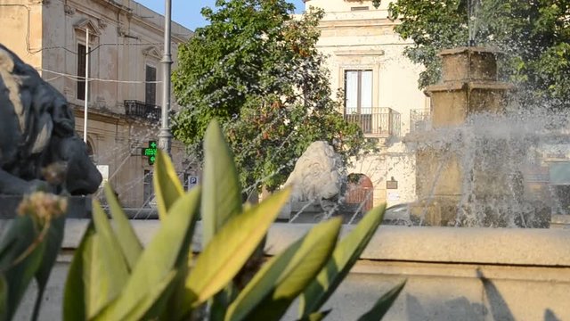 Three Lions Square, Avola, Sicily. Piazza Tre Leoni