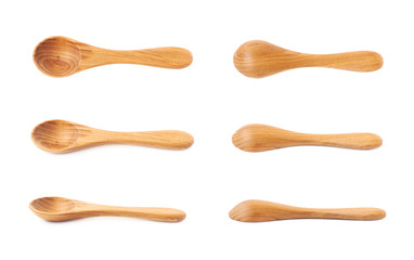 Wooden serving spoon isolated