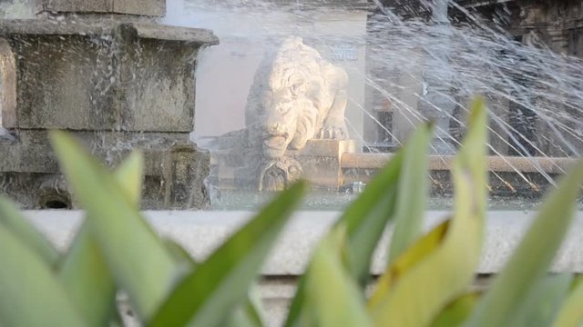Three Lions Square, Avola, Sicily. Piazza Tre Leoni