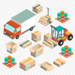 illustration of info graphic delivery car concept in isometric 3d graphic