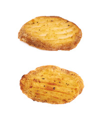 Baked potato slice composition, isolated