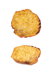 Baked potato slice composition, isolated