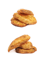 Baked potato slice composition, isolated