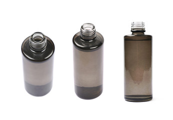 Black glass bottle vial isolated