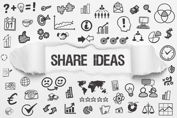 Share Ideas / weißes Papier mit Symbole