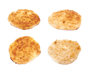 Cottage cheese flapjack flat cake isolated