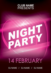 Night party poster template, Abstract pink background