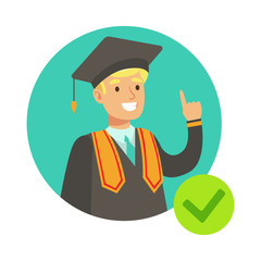 Student In Graduation Mantle, Insurance Company Services Infographic Illustration