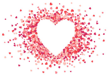Heart shape vector pink confetti splash with white heart hole - 134975372