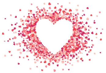 Foto op Plexiglas Heart shape vector pink confetti splash with white heart hole © art_of_sun