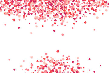 Fototapeta na wymiar Heart shape vector pink confetti frame Valentine's Day background