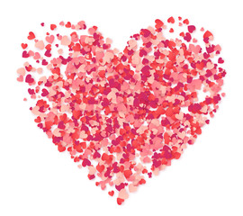 Fototapeta na wymiar Vector big heart made from pink and red confetti isolated on white