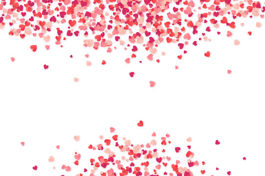 Heart shape vector pink confetti frame Valentine's Day background