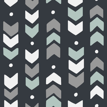 Seamless hand drawn geometric tribal pattern. Vector navajo design.