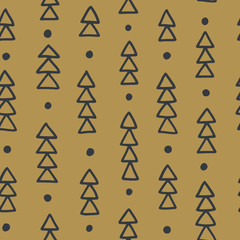 Seamless hand drawn geometric tribal pattern with triangles. Vector navajo design.