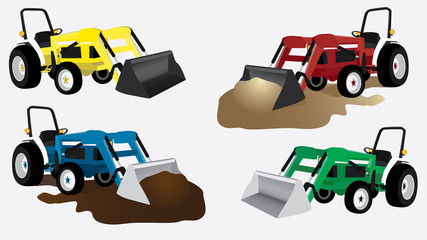 Tractor vector clip art colorful images with bucket on white background © Kimberly